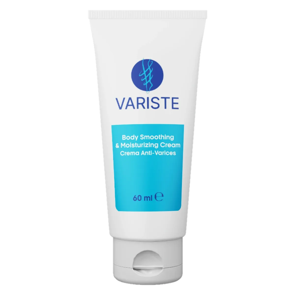Tubo de Variste, crema anti-várices de 60 ml, con la etiqueta celeste del envase original